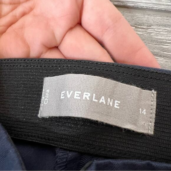 NWOT Everlane Navy Blue Side Zip Skinny Cotton Pant Curvy fit short Size 14 - Picture 6 of 6